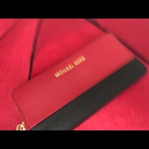 Michael Kors Red and black long large wallet